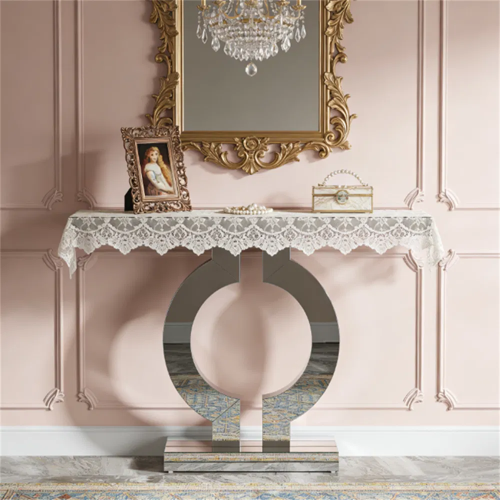 Mirror console, modern sofa table, storage area, elegant display space - Image 6